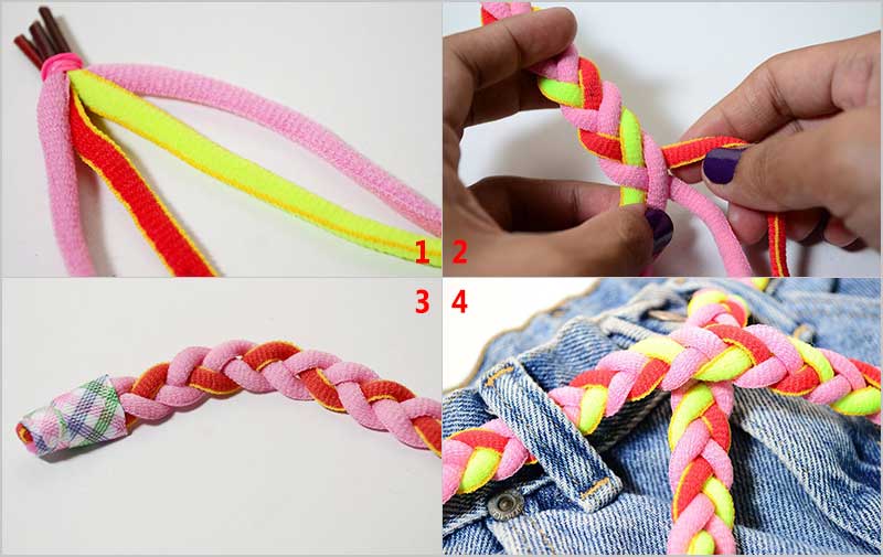 use shoelaces braid into a belt