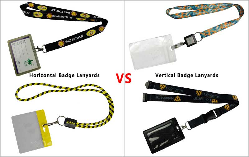 vertical badge lanyards and horizontal badge lanyards