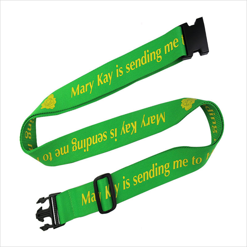 Green printed logo extra long luggage straps