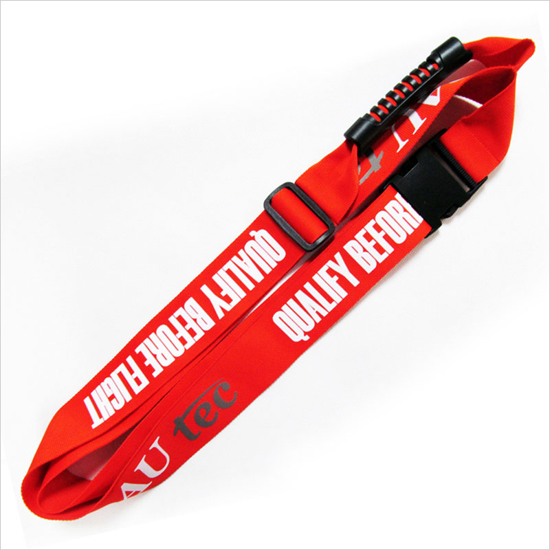 Red travel luggage strap belt with handle