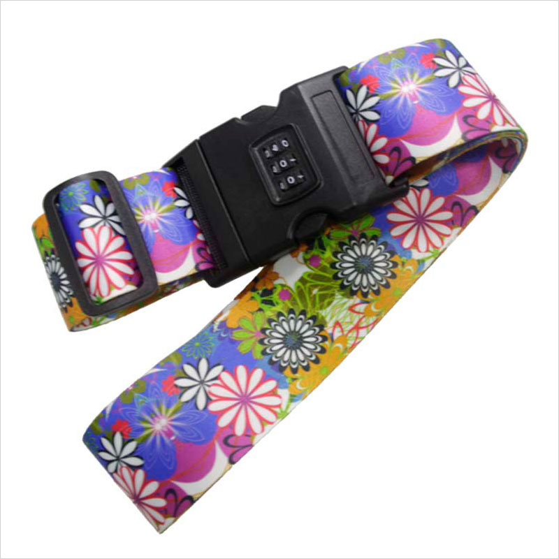 Colorful printed combination lock straps for suitcases