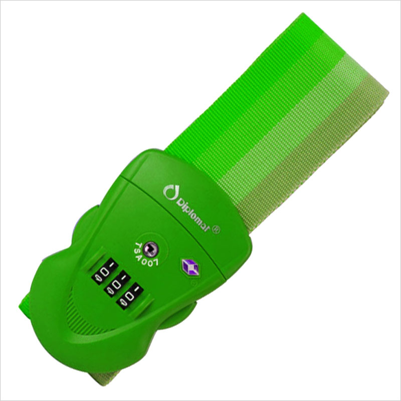 Green adjustable combination lock TSA strap