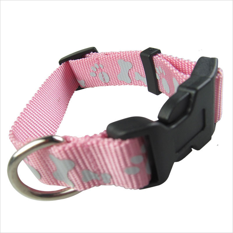 Pretty imprinted logo pink nylon dog collar