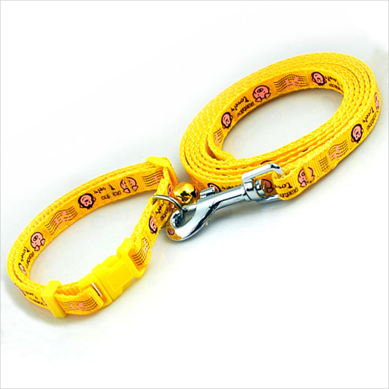 Yellow size adjustable puppy harness and leash
