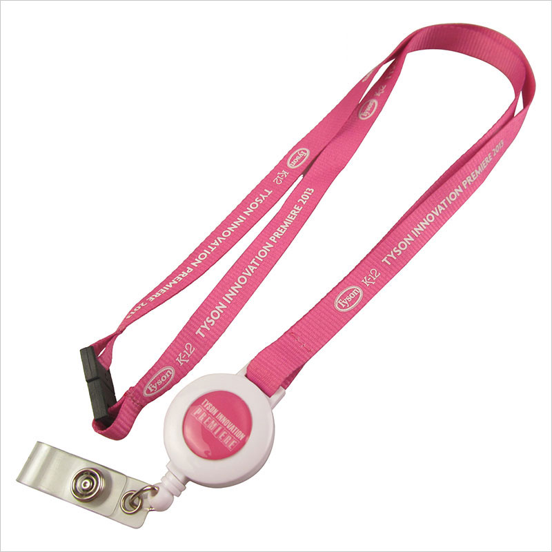 Custom pink safety lanyard badge holder