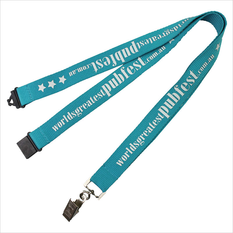 Blue silkscreen logo safety badge clip strap