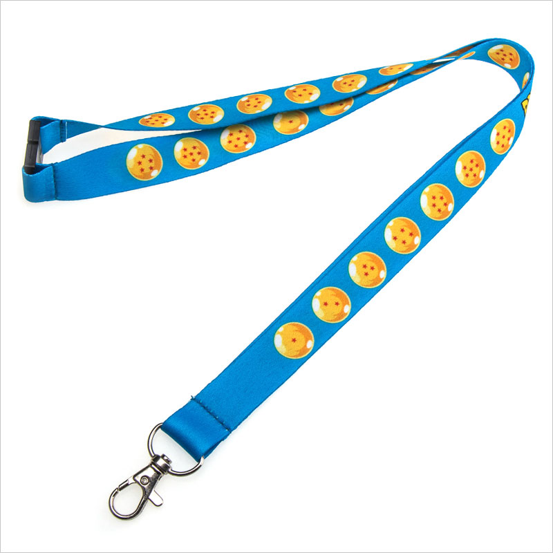 Blue sided printed lanyard with safety release