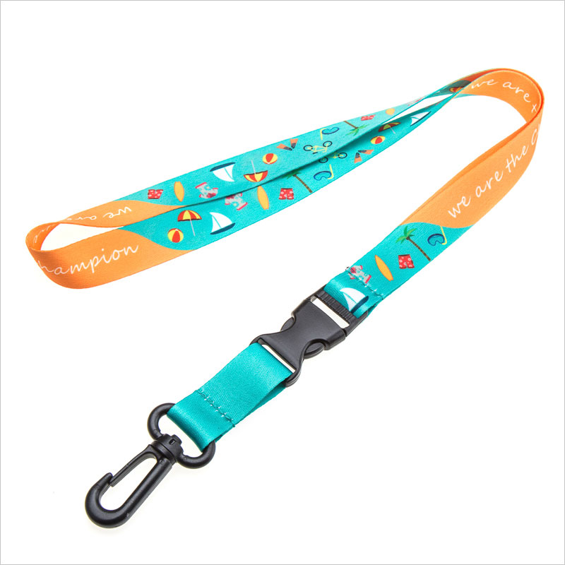 Color printed detachable lanyard with plastic hook