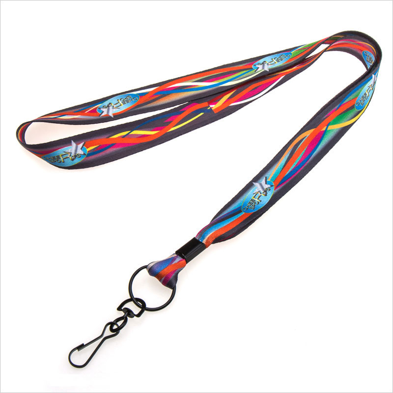 Polyester sublimated colorful lanyard with swivel hook
