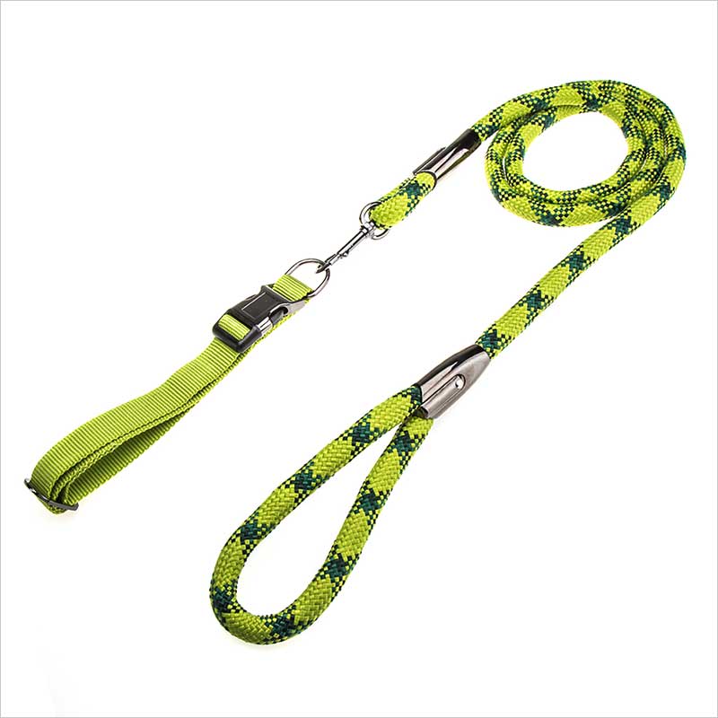 Adjustable green large dog collar and leash set