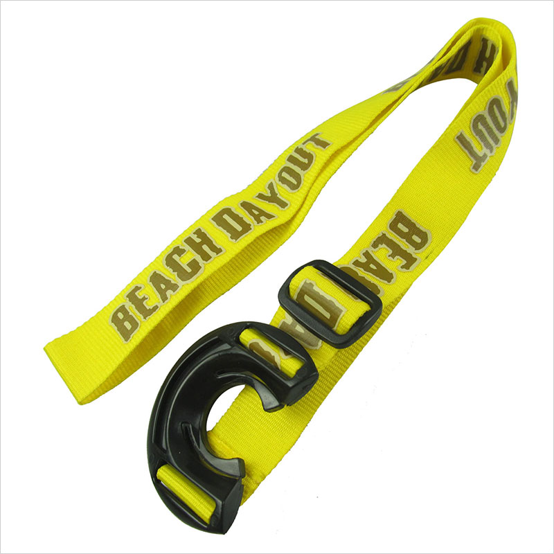 Yellow adjustable imprinted water bottle carrier strap