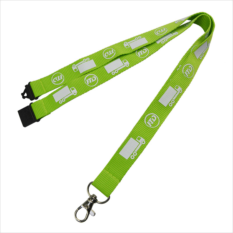 Printed logo safety green earth friendly lanyards