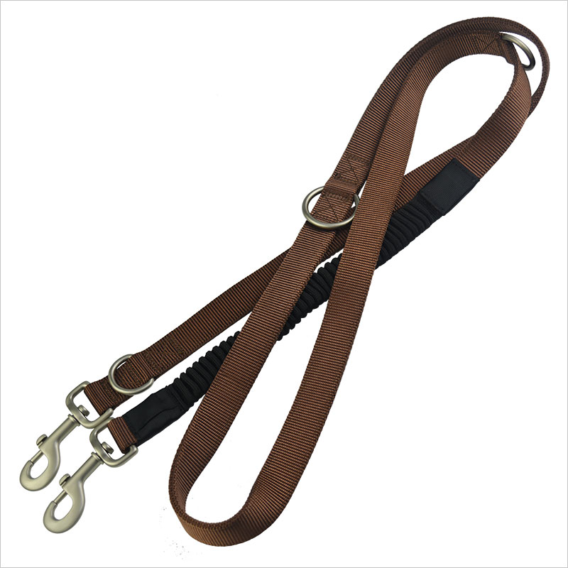 brown elastic dog leash