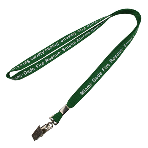 Polyester screen printed thin lanyards with badge clip