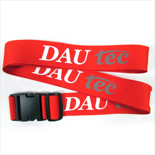 Red travel luggage strap belt with handle