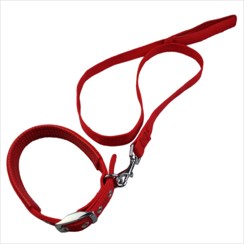 Adjustable red matching dog leash collar