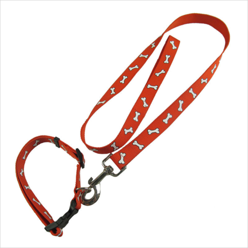 Nylon material matching red dog collar and lead