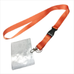 Orange nylon bright lanyards with ID card holder
