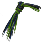 Colored tubular sport shoelaces with reflective stripe