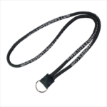 Round woven nylon lanyard with a key ring