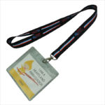 Polyester material horizontal ID card holder neck strap