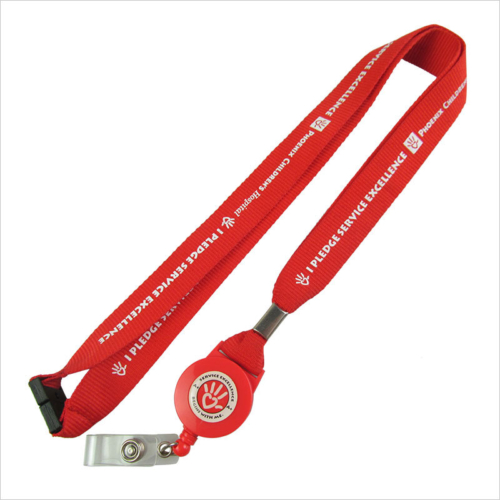 Red safety screen printed breakaway lanyards for badges