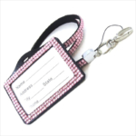 Fashion pink rhinestone lanyard with name badge